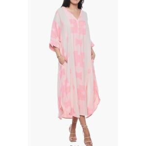 ONE SIZE Ranees Three-Quarter Sleeve Cotton Maxi Dress